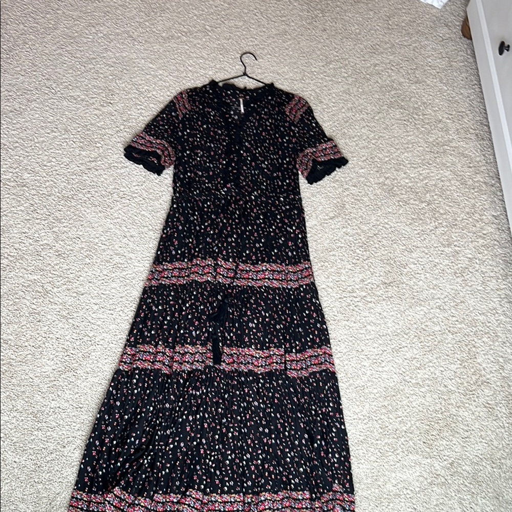 FREE PEOPLE Floral Black Dress